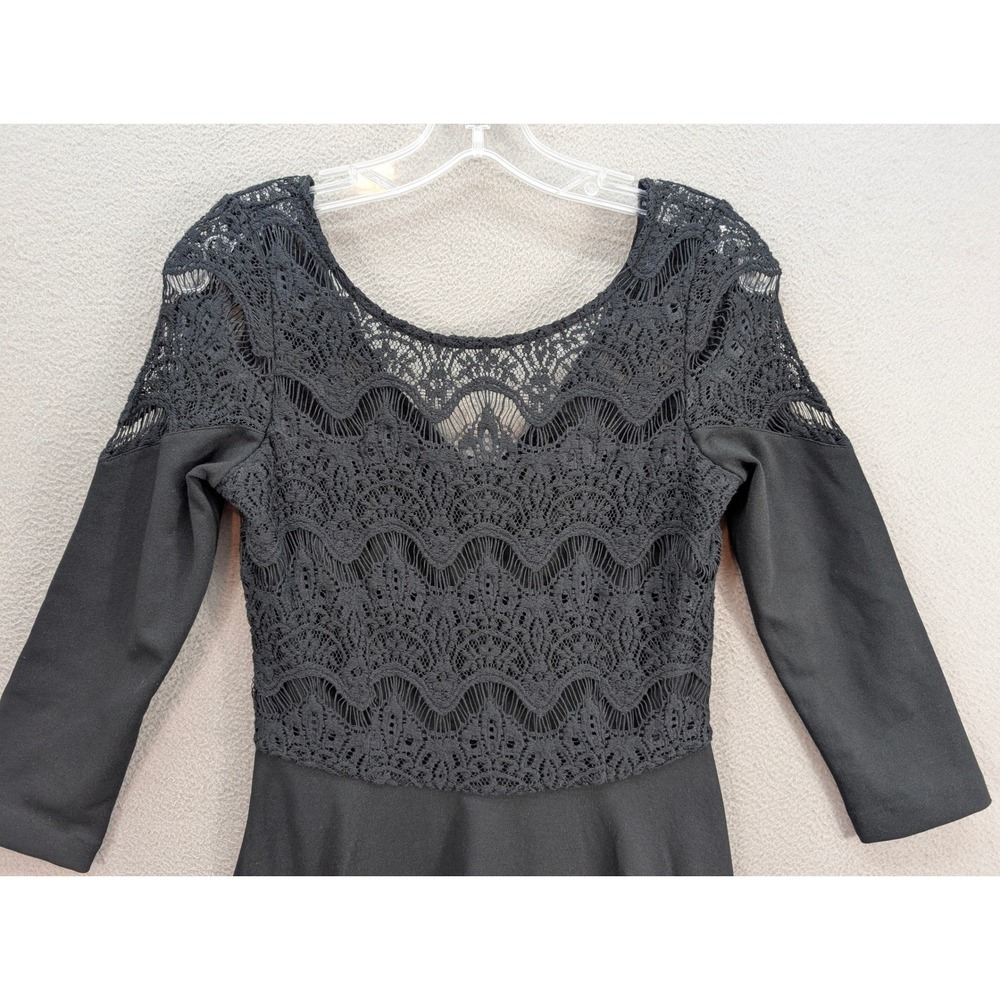 Lilly Pulitzer Black Lace Crochet Long Sleeve Dress Women's M Bodice‎ Fit Flare - Picture 3 of 14